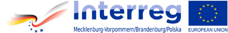 Mehrsprachiges Interreg-Logo mit EU-Sternen und dem Schriftzug Mecklenburg-Vorpommern/Brandenburg/Polska für Europa-Projekte